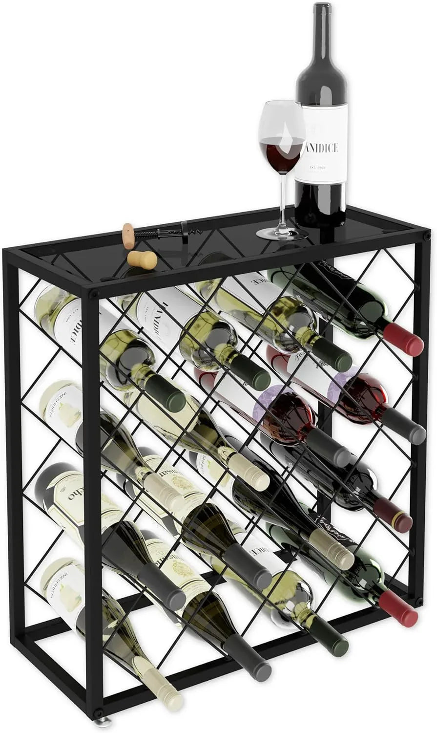 Freestanding Metal Wine Rack for 25 Bottles - Mekamart Australia