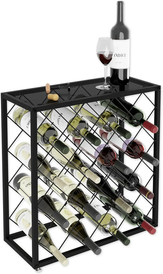 Freestanding Metal Wine Rack for 25 Bottles - Mekamart Australia