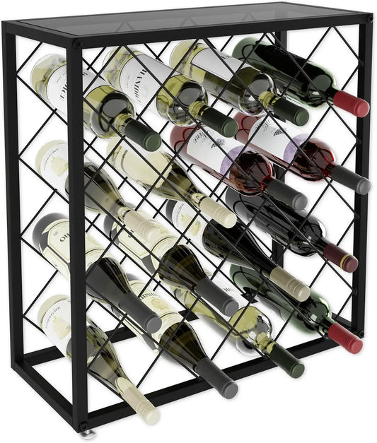 Freestanding Metal Wine Rack for 25 Bottles - Mekamart Australia