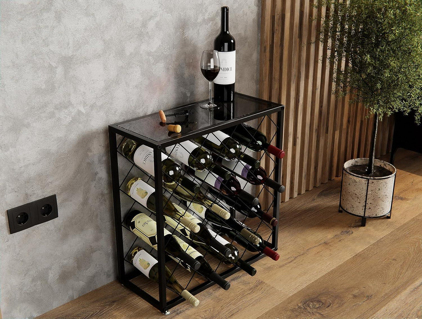 Freestanding Metal Wine Rack for 25 Bottles - Mekamart Australia
