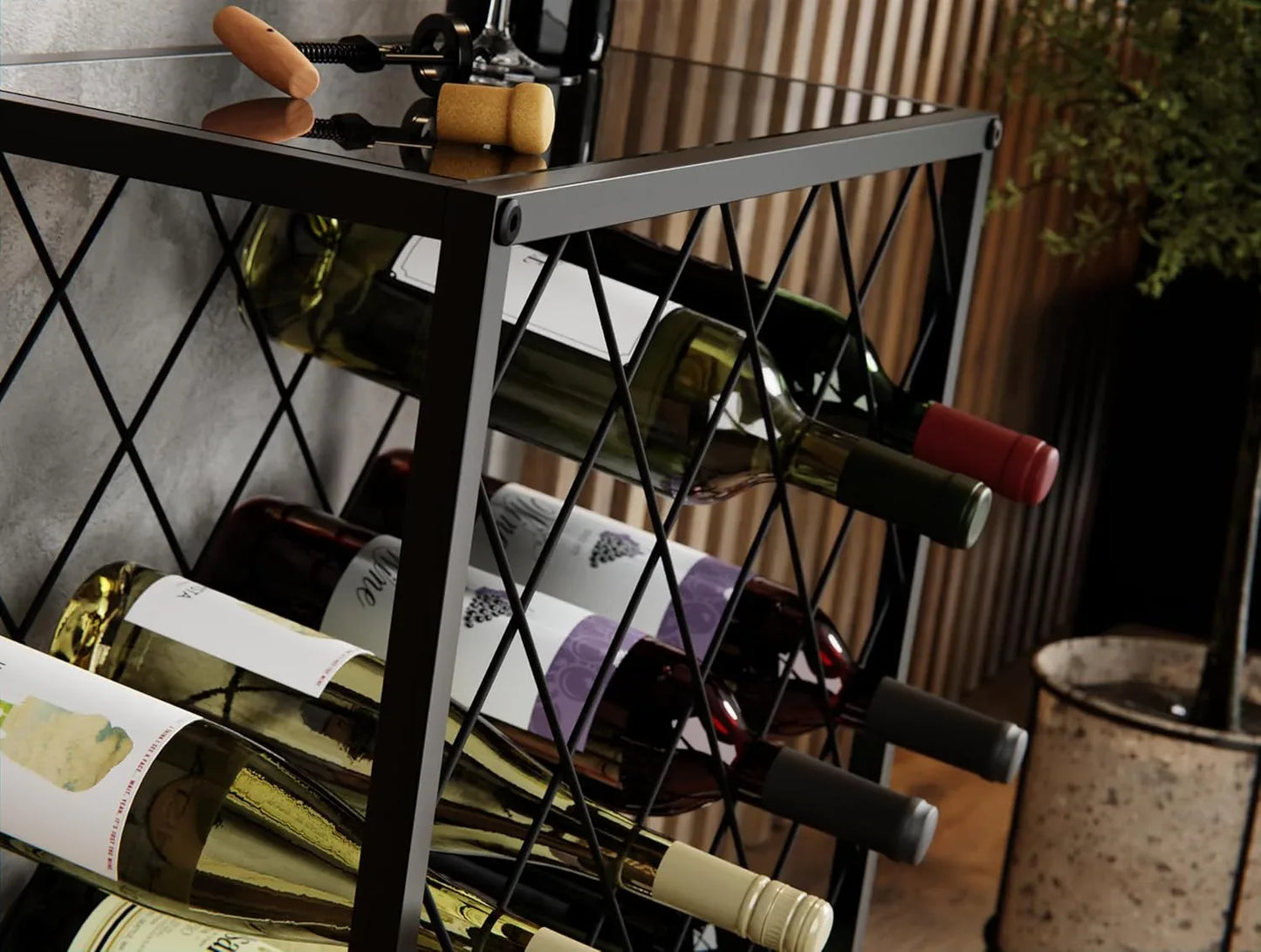 Freestanding Metal Wine Rack for 25 Bottles - Mekamart Australia
