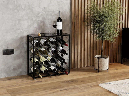 Freestanding Metal Wine Rack for 25 Bottles - Mekamart Australia