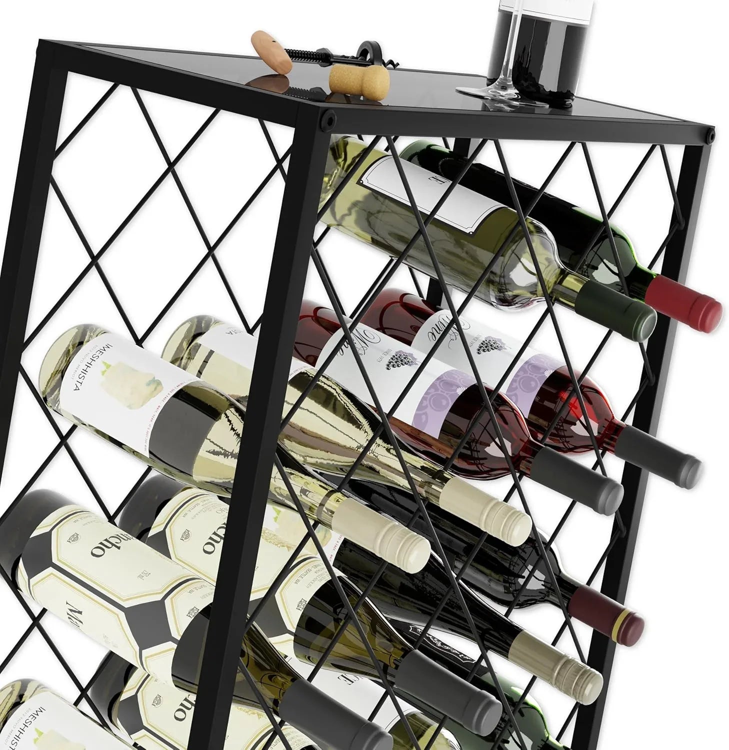 Freestanding Metal Wine Rack for 25 Bottles - Mekamart Australia