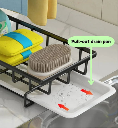 Sink Caddy Sponge Holder with Drain Tray, Brush Holder & Dishcloth Holder for Kitchen - Mekamart Australia
