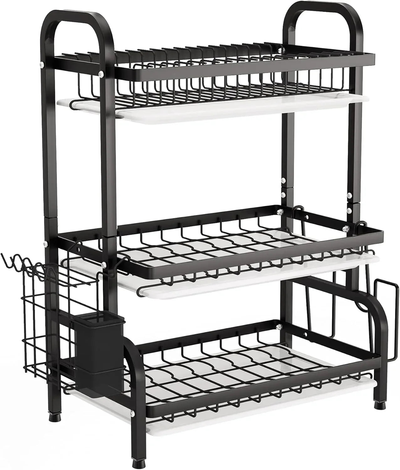 Dish Drying Rack 3 Tier Large Capacity Kitchen Storage with Utensil and Cutting Board Holder - Mekamart Australia