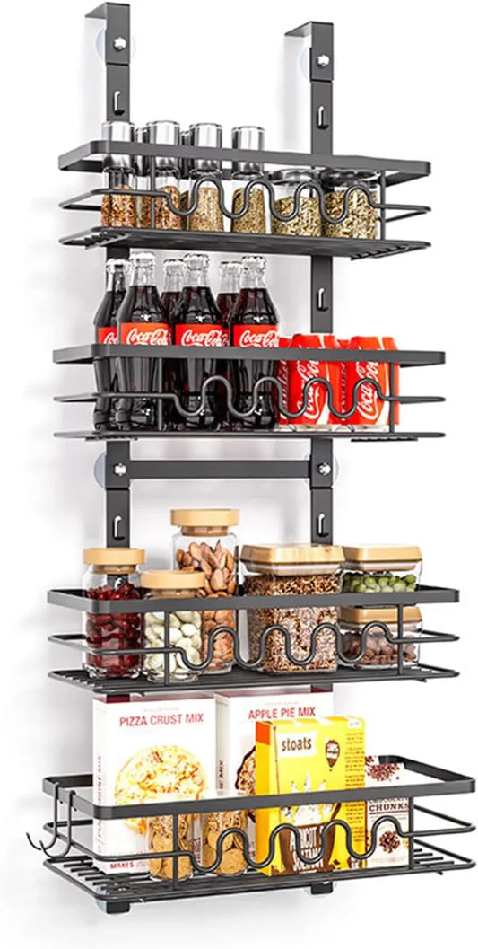 4 Tier Adjustable Baskets Over Door Pantry Organiser for Home Kitchen - Mekamart Australia
