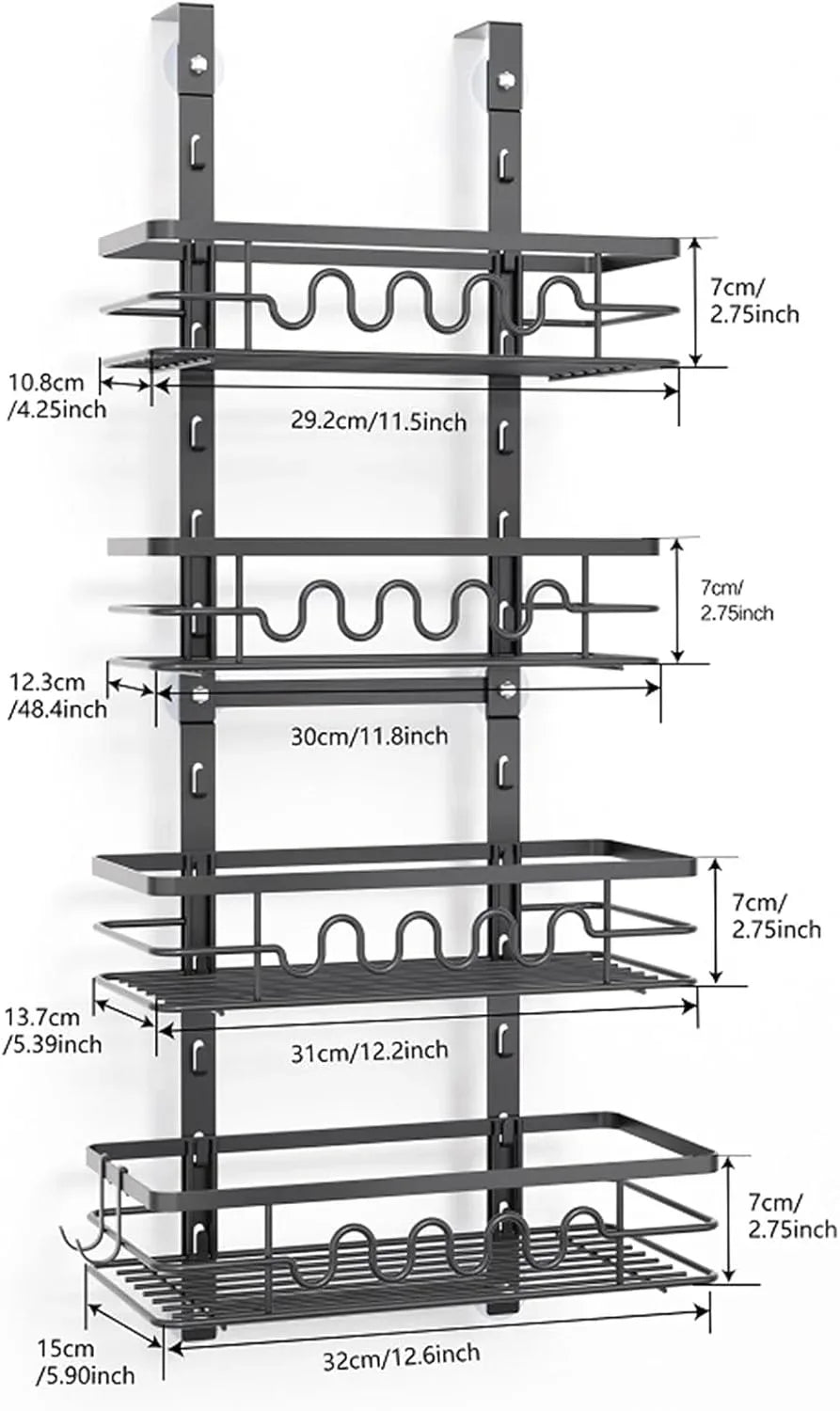 4 Tier Adjustable Baskets Over Door Pantry Organiser for Home Kitchen - Mekamart Australia
