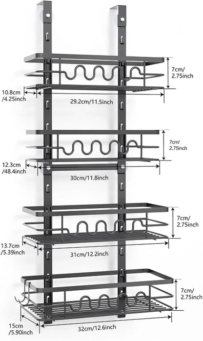 4 Tier Adjustable Baskets Over Door Pantry Organiser for Home Kitchen - Mekamart Australia