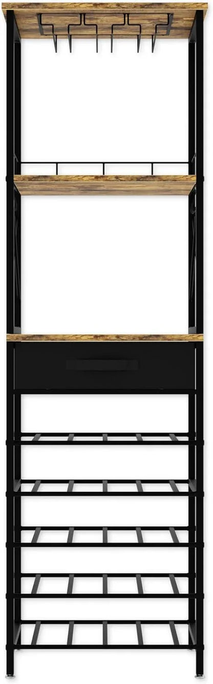 CARLA HOME Freestanding Wine Rack for 20 Bottles with Wood Countertop and Sturdy Metal Frame - Mekamart Australia