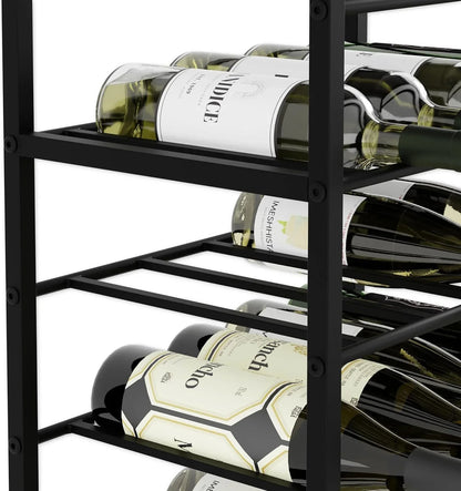 CARLA HOME Freestanding Wine Rack for 20 Bottles with Wood Countertop and Sturdy Metal Frame - Mekamart Australia