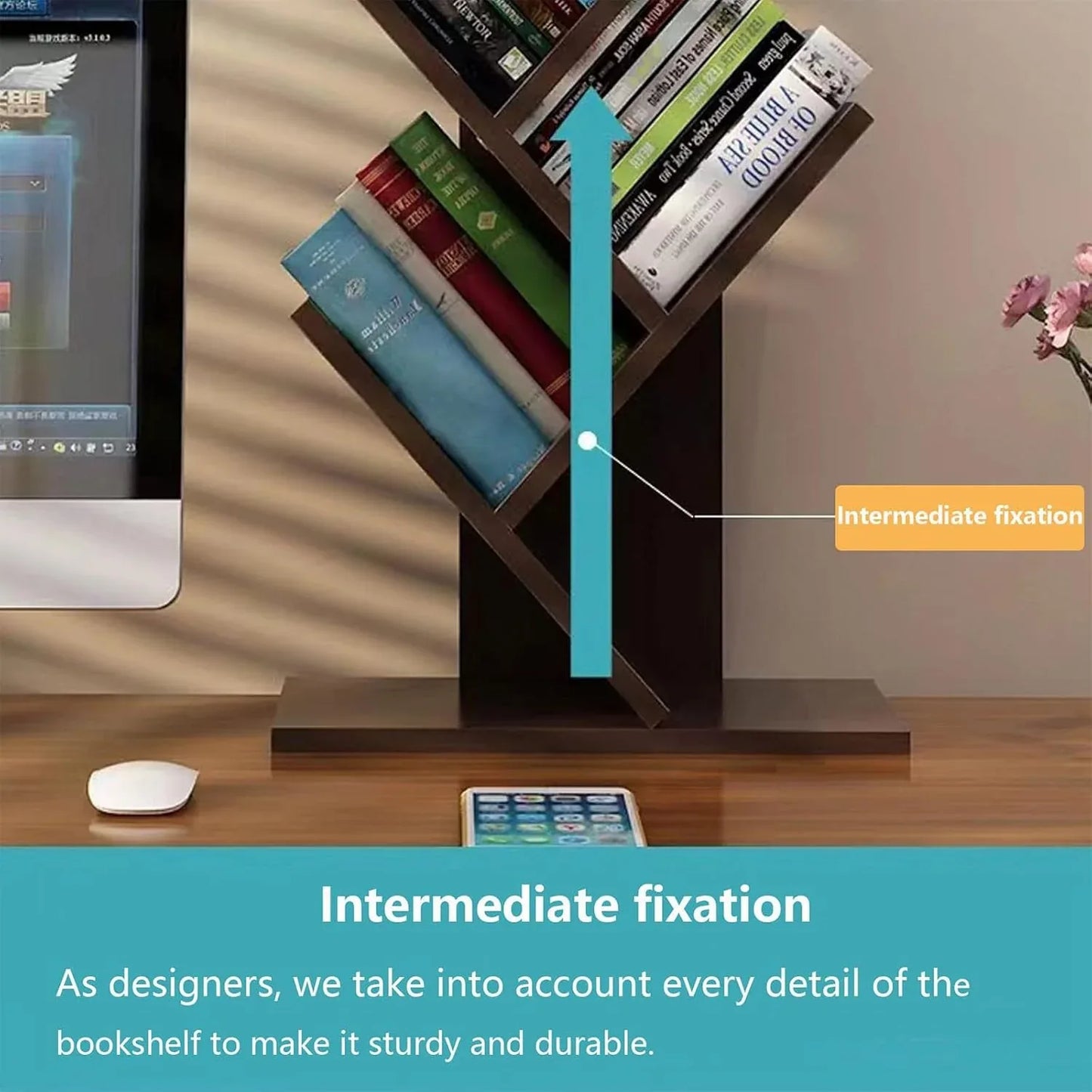 CARLA HOME 5-Tier Tree Bookshelf Storage Rack for Home Office or Bedroom (Black) - Mekamart Australia