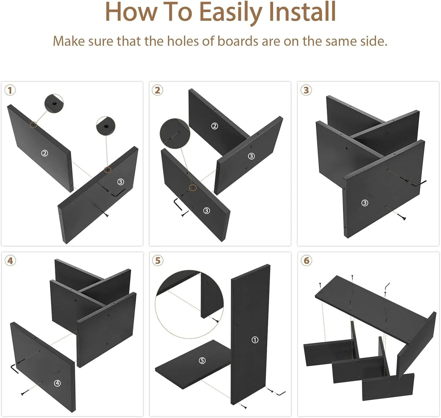 CARLA HOME 5-Tier Tree Bookshelf Storage Rack for Home Office or Bedroom (Black) - Mekamart Australia