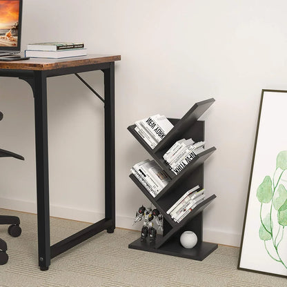 CARLA HOME 5-Tier Tree Bookshelf Storage Rack for Home Office or Bedroom (Black) - Mekamart Australia