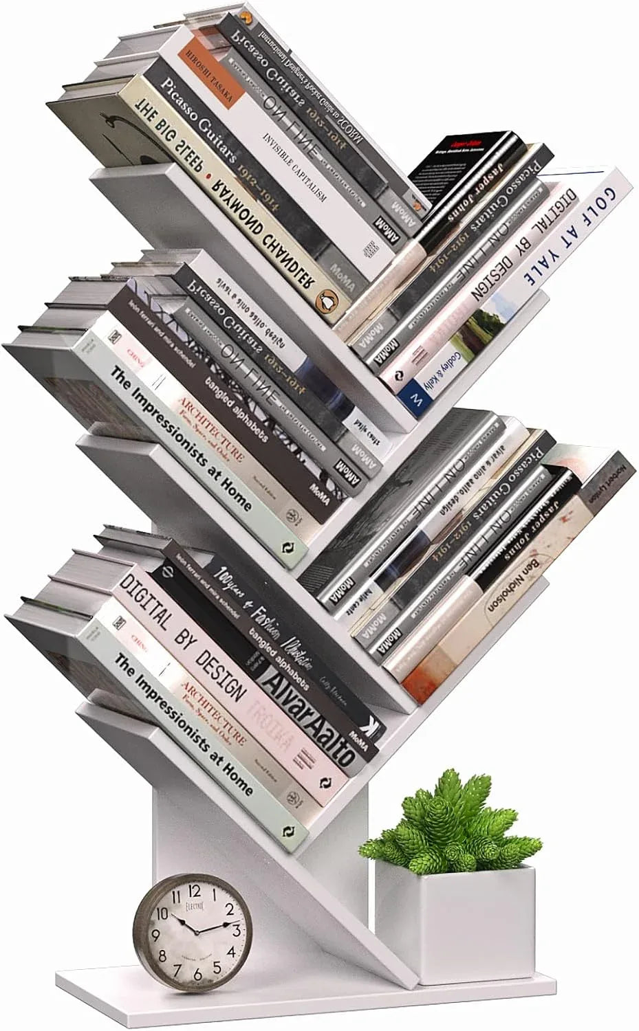 CARLA HOME 5-Tier Tree Bookshelf Storage Rack for Home Office or Bedroom (White) - Mekamart Australia