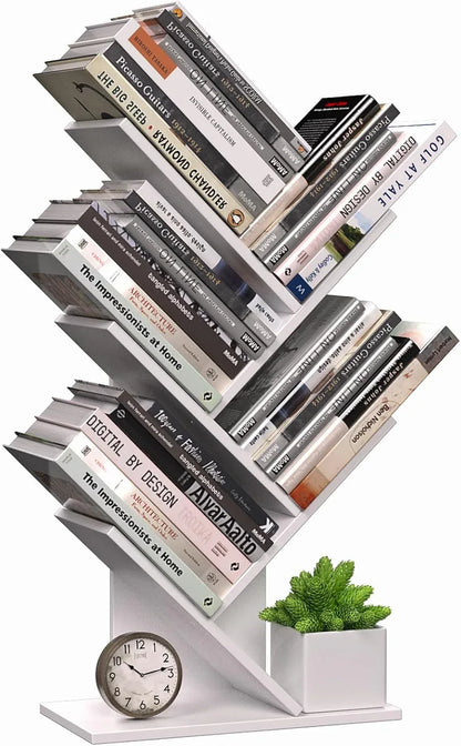 CARLA HOME 5-Tier Tree Bookshelf Storage Rack for Home Office or Bedroom (White) - Mekamart Australia