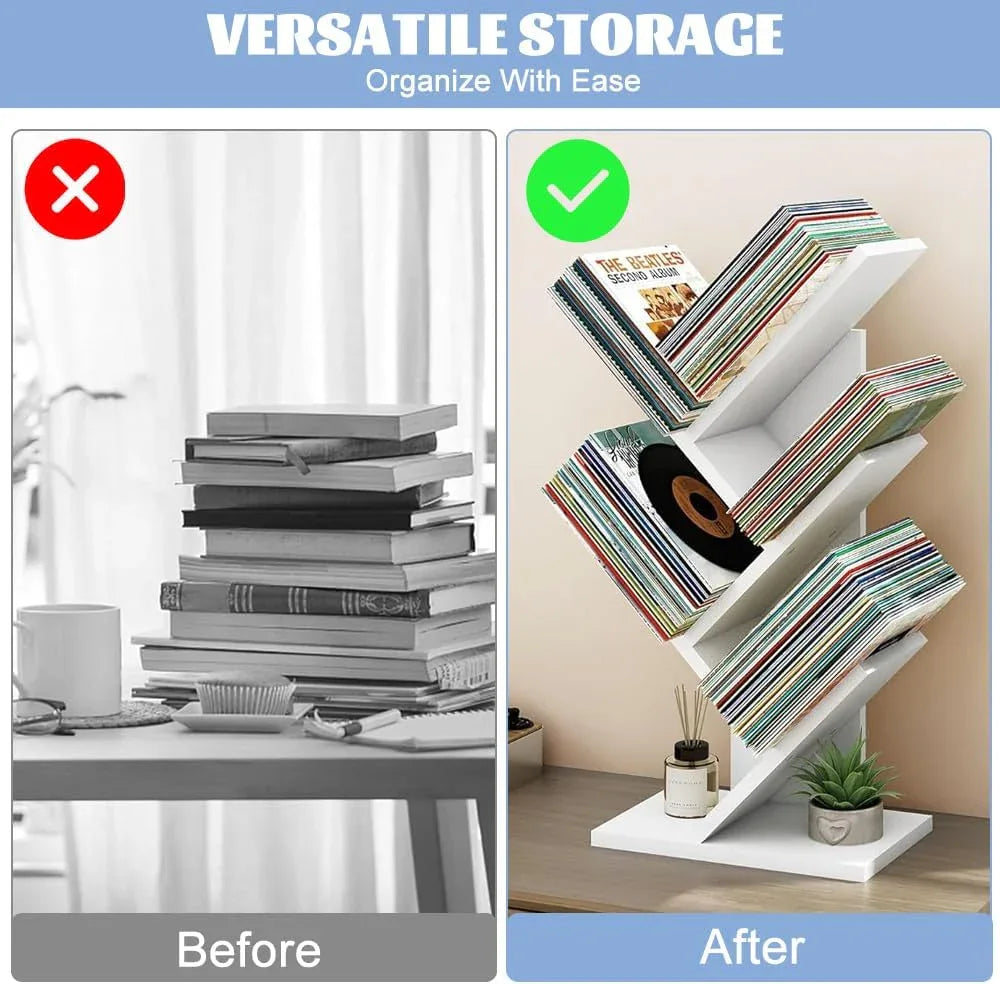 CARLA HOME 5-Tier Tree Bookshelf Storage Rack for Home Office or Bedroom (White) - Mekamart Australia