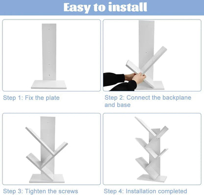 CARLA HOME 5-Tier Tree Bookshelf Storage Rack for Home Office or Bedroom (White) - Mekamart Australia