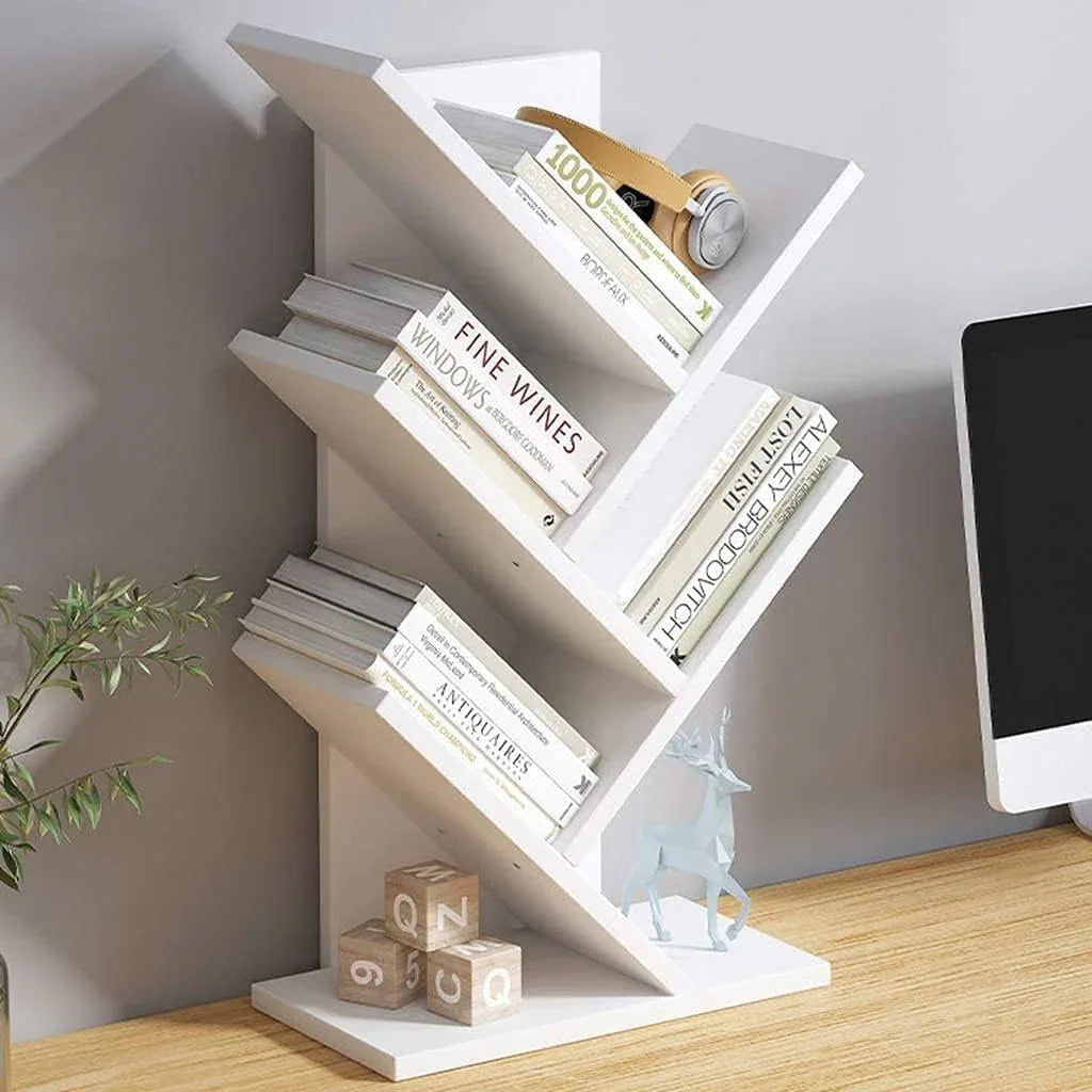 CARLA HOME 5-Tier Tree Bookshelf Storage Rack for Home Office or Bedroom (White) - Mekamart Australia