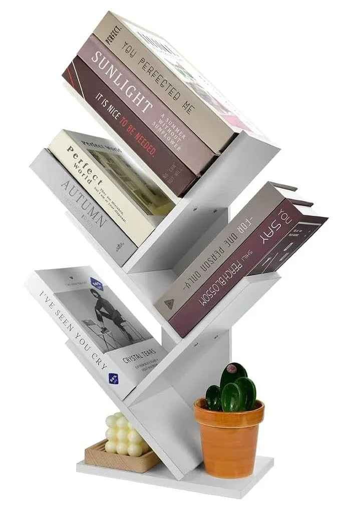 CARLA HOME 5-Tier Tree Bookshelf Storage Rack for Home Office or Bedroom (White) - Mekamart Australia