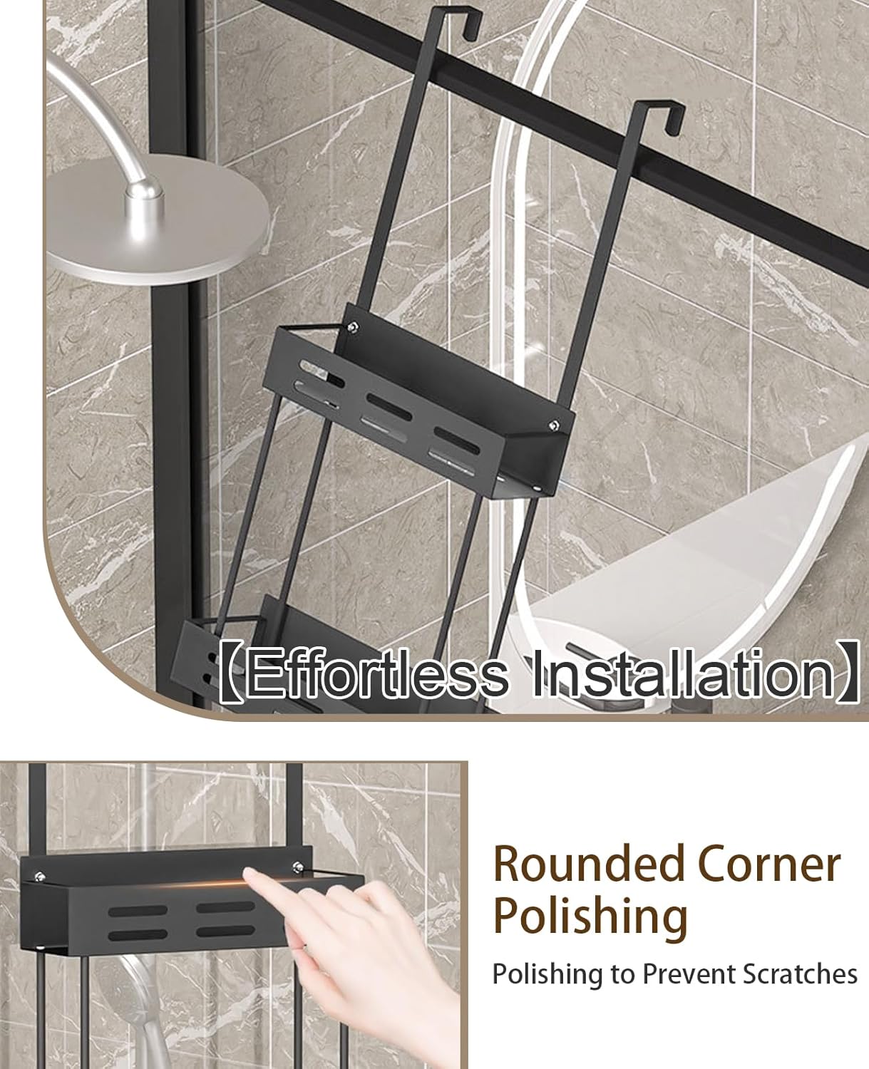 CARLA HOME Over the Door 2-tier Shower Caddy Organizer Shelf with Hooks for Bathroom