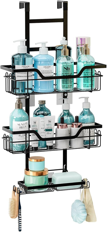 CARLA HOME Over the Door 3-tier Shower Caddy Organizer Shelf with Hooks for Bathroom
