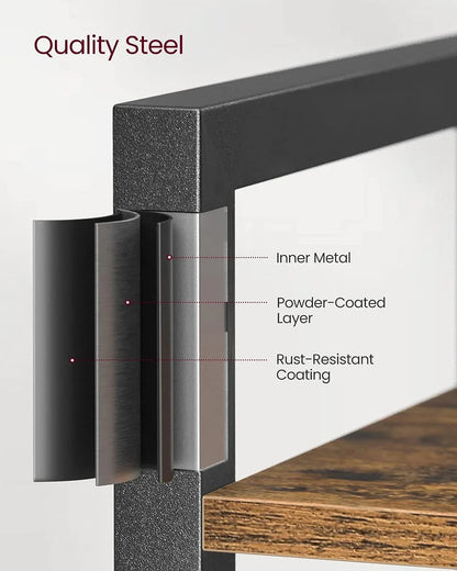 Small 6-Tier Industrial Bookshelf, Rustic Brown, Black - Mekamart Australia