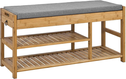 Bamboo Shoe Bench Drawers Lift Top - Mekamart Australia