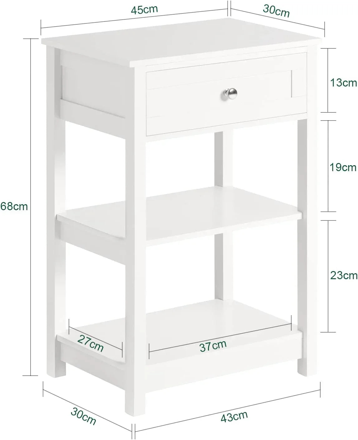 Bedside Table with Drawer Shelves - Mekamart Australia