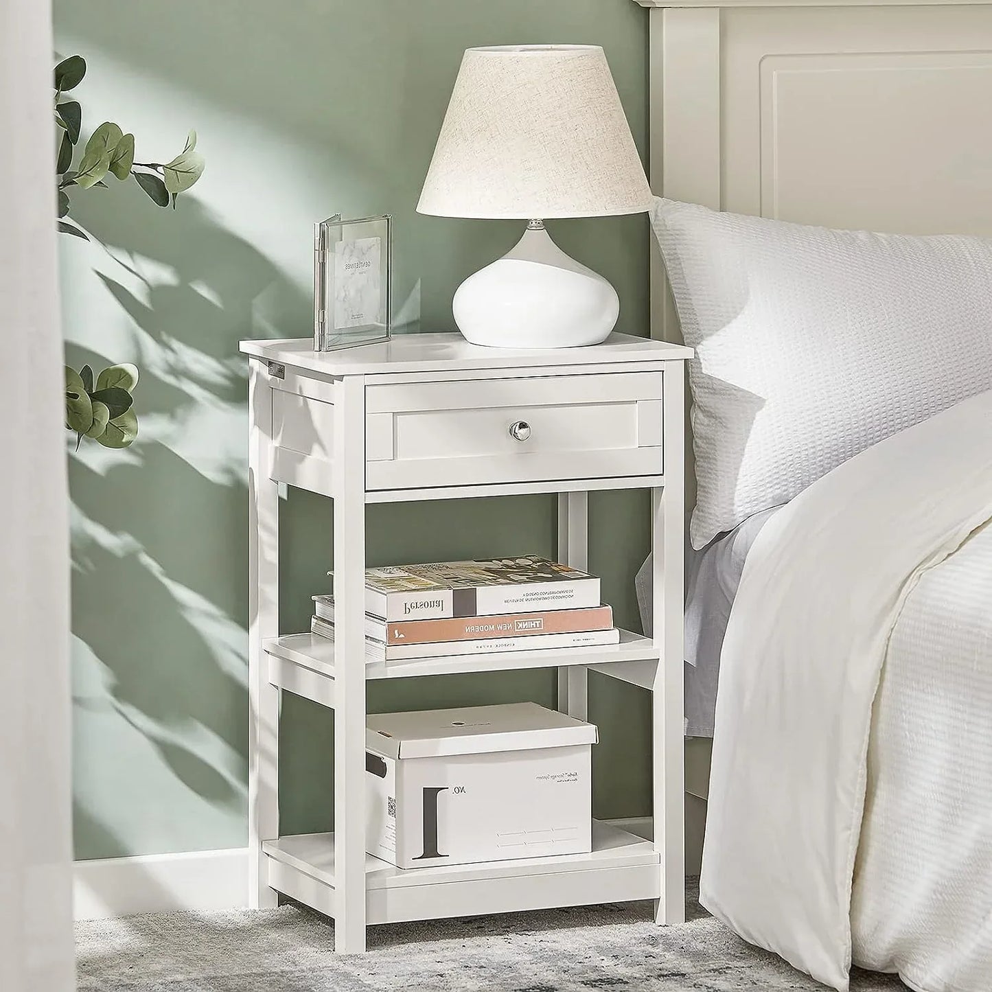 Bedside Table with Drawer Shelves - Mekamart Australia