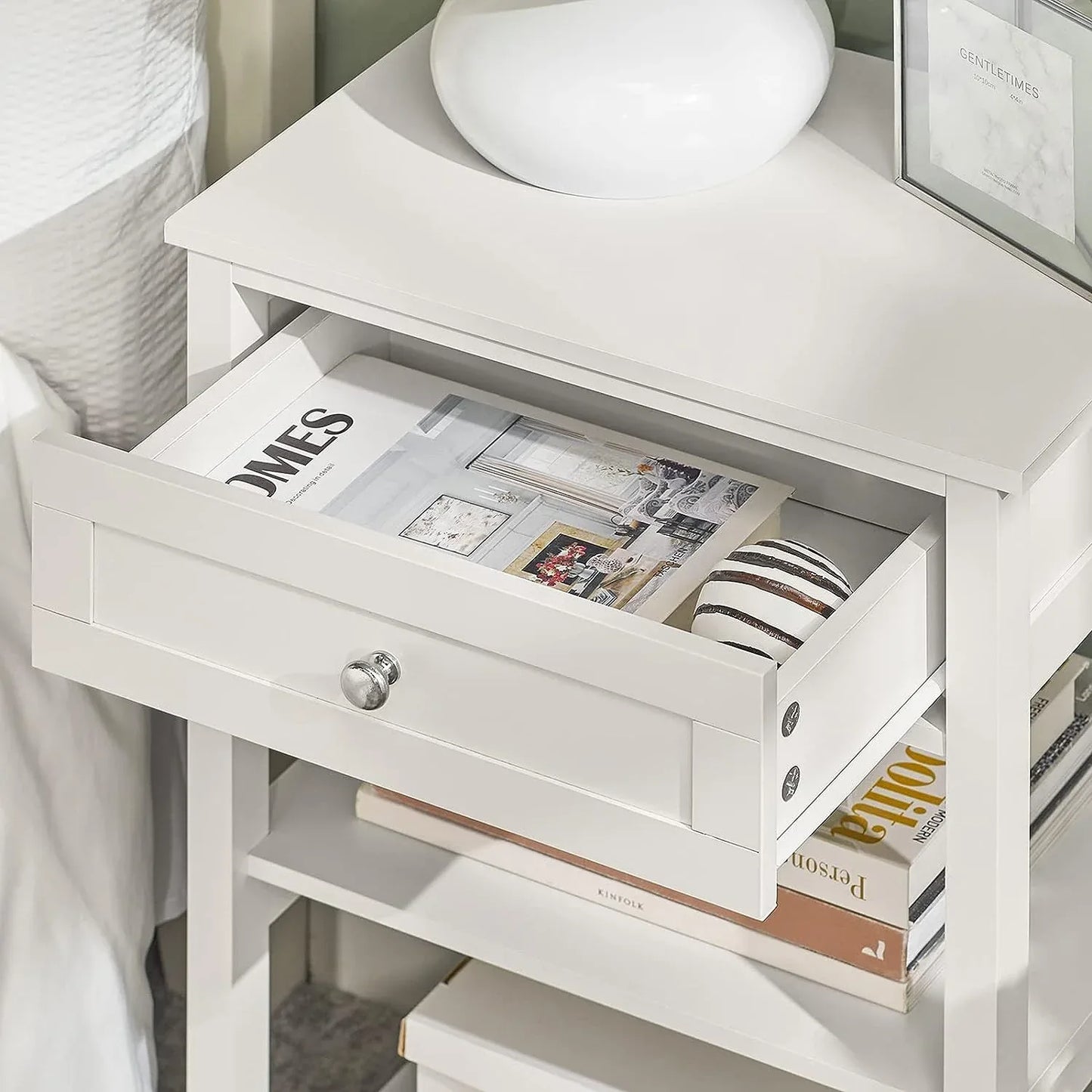 Bedside Table with Drawer Shelves - Mekamart Australia