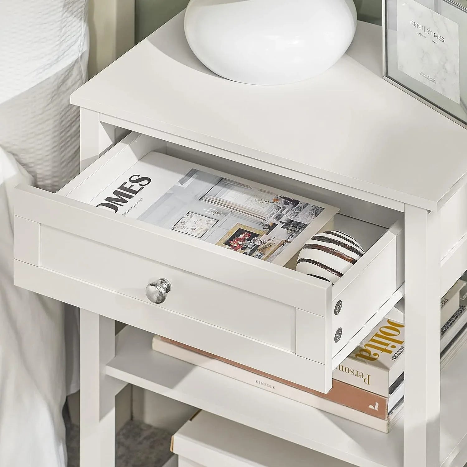 Bedside Table with Drawer Shelves - Mekamart Australia