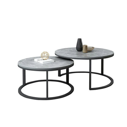 Set of 2 Grey Marble Nesting Coffee Tables 60/80cm - Mekamart Australia