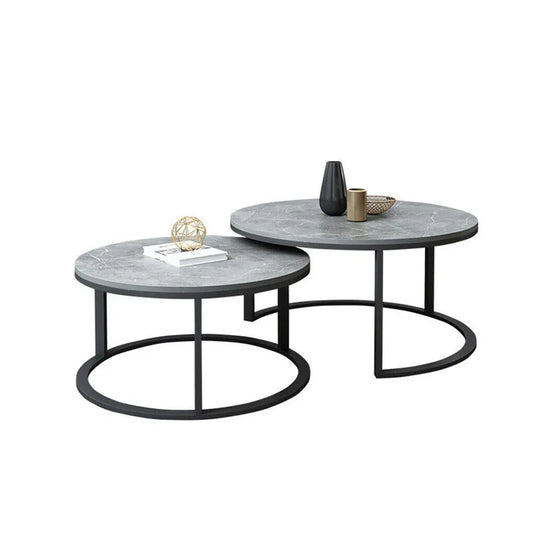 Set of 2 Grey Marble Nesting Coffee Tables 60/80cm - Mekamart Australia