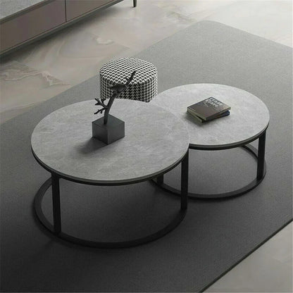 Set of 2 Grey Marble Nesting Coffee Tables 60/80cm - Mekamart Australia