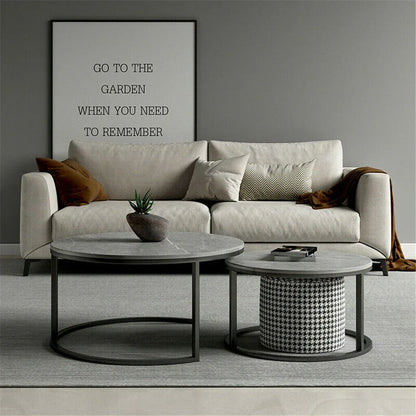 Set of 2 Grey Marble Nesting Coffee Tables 60/80cm - Mekamart Australia