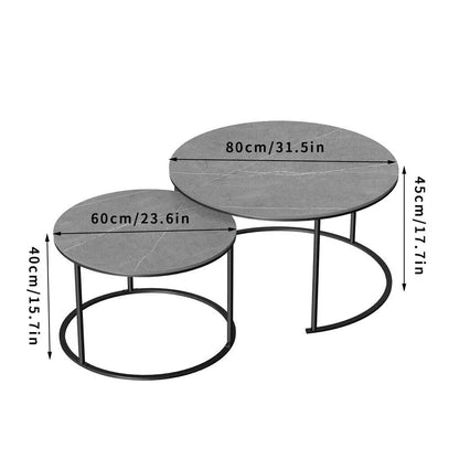 Set of 2 Grey Marble Nesting Coffee Tables 60/80cm - Mekamart Australia