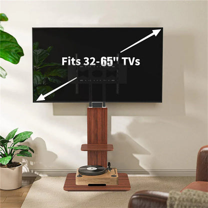 Heavy Duty TV Floor Stand Adjustable Mount 65 Black Brown