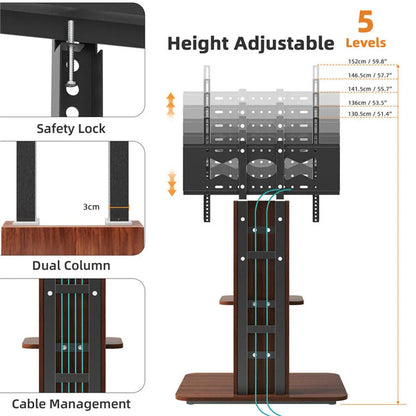 Heavy Duty TV Floor Stand Adjustable Mount 65 Black Brown