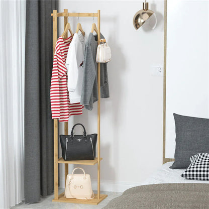 Bamboo Coat & Hat Rack Stand Shoe Shelf Thicken Wooden Hanger