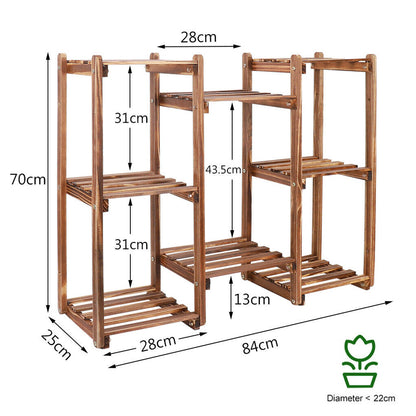 8-Tier Wooden Plant Stand Outdoor Indoor Garden Shelf