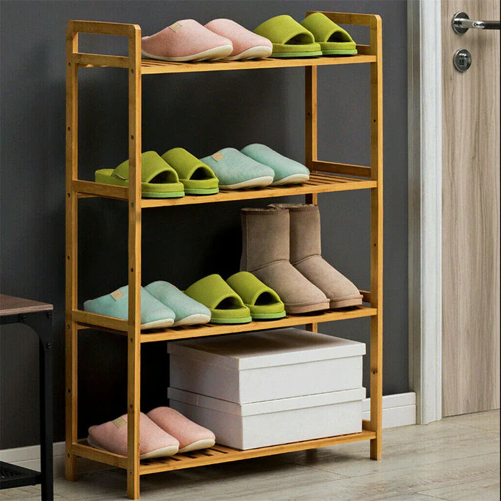 Bamboo 4 Tier Shelving Unit Kitchen Bedroom Bookshelf - Mekamart Australia