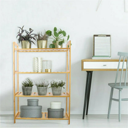 Bamboo 4 Tier Shelving Unit Kitchen Bedroom Bookshelf - Mekamart Australia