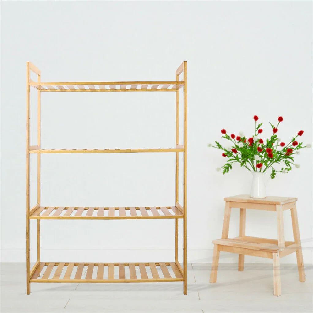 Bamboo 4 Tier Shelving Unit Kitchen Bedroom Bookshelf - Mekamart Australia