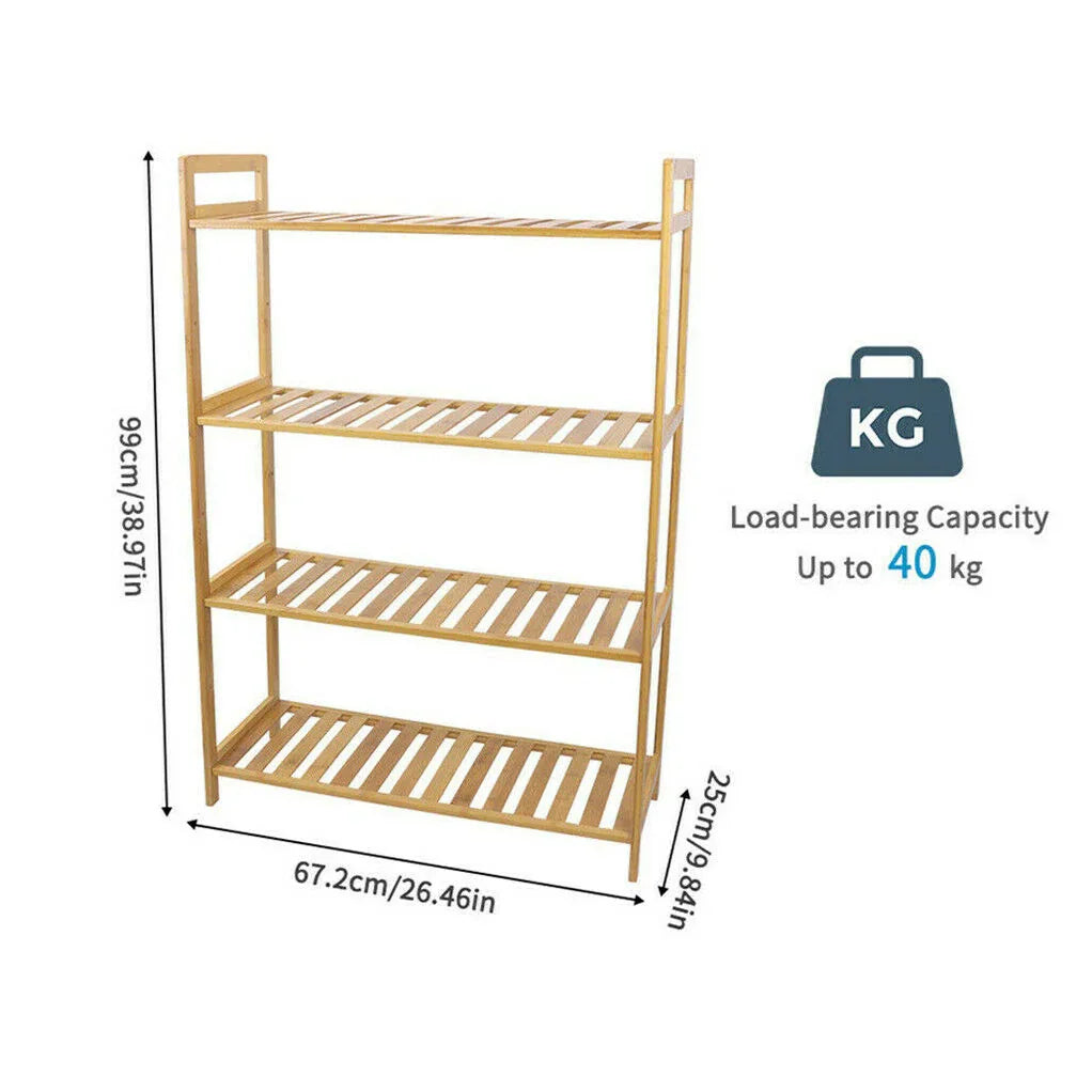 Bamboo 4 Tier Shelving Unit Kitchen Bedroom Bookshelf - Mekamart Australia