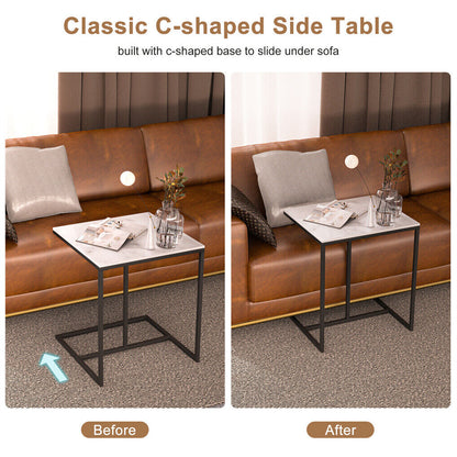 C Shape Sofa Side End Table Sintered Stone Black White