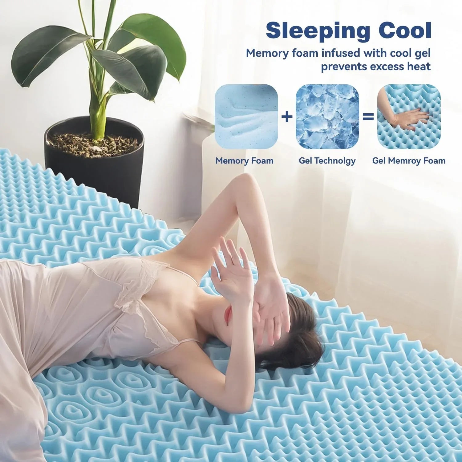 King Single Bamboo Memory Foam Mattress Topper 7-Zone 8cm - Mekamart Australia