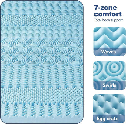 Double Bamboo Memory Foam Mattress Topper 7-Zone 8cm - Mekamart Australia