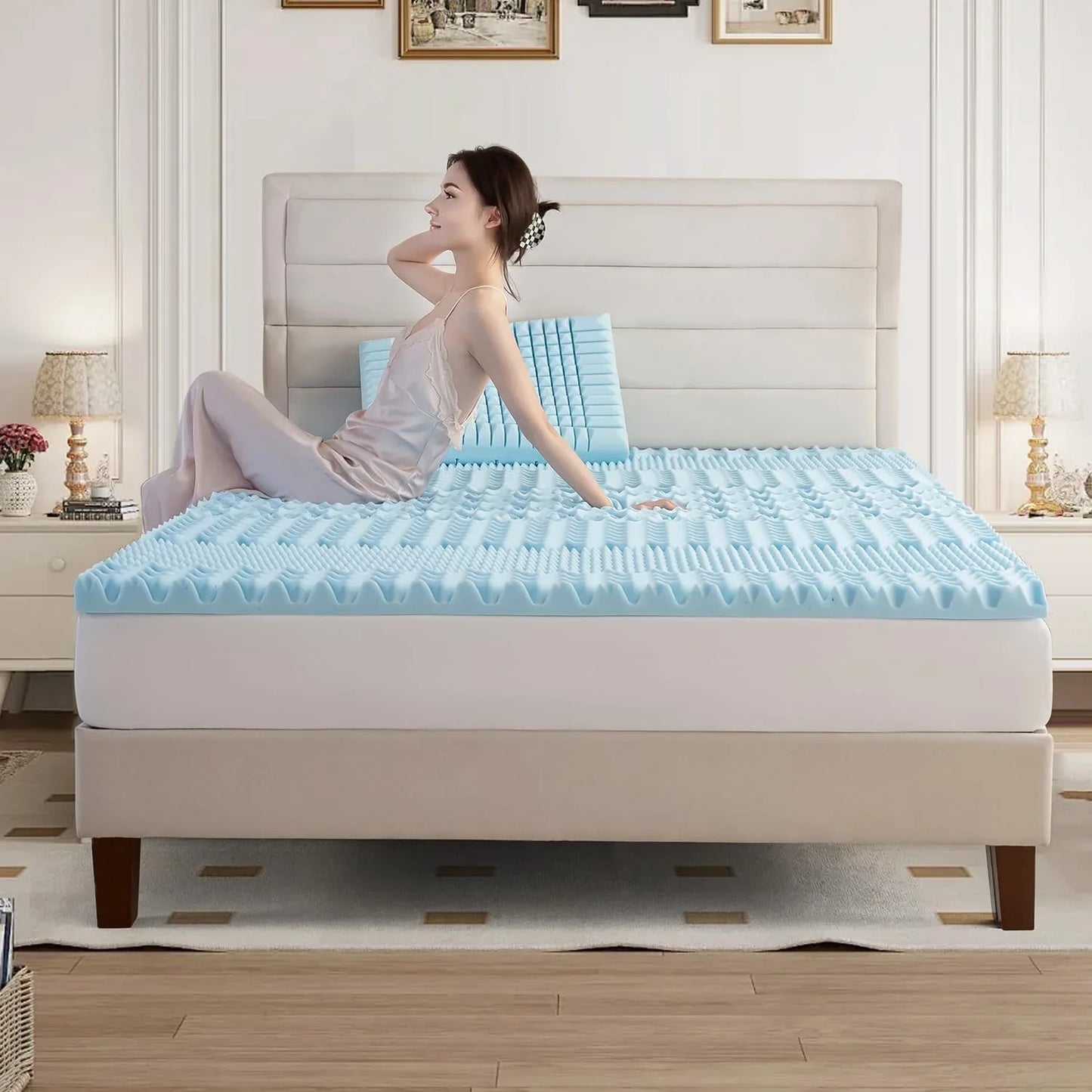 Double Bamboo Memory Foam Mattress Topper 7-Zone 8cm - Mekamart Australia