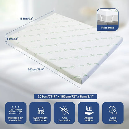King Mattress Topper Memory Foam 7-Zone 8cm - Mekamart Australia