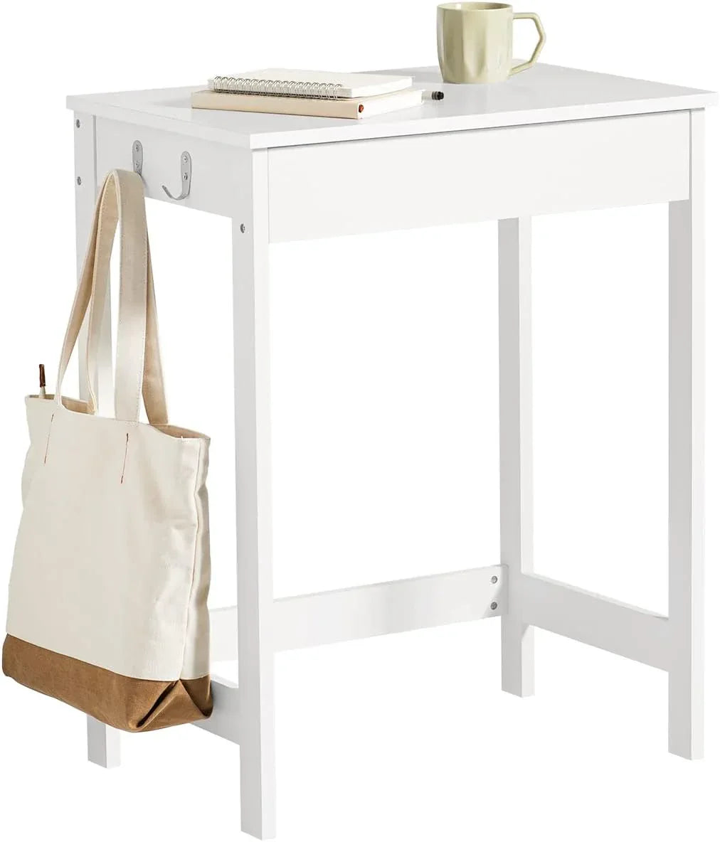 Small White Desk with Drawer Hooks - Mekamart Australia